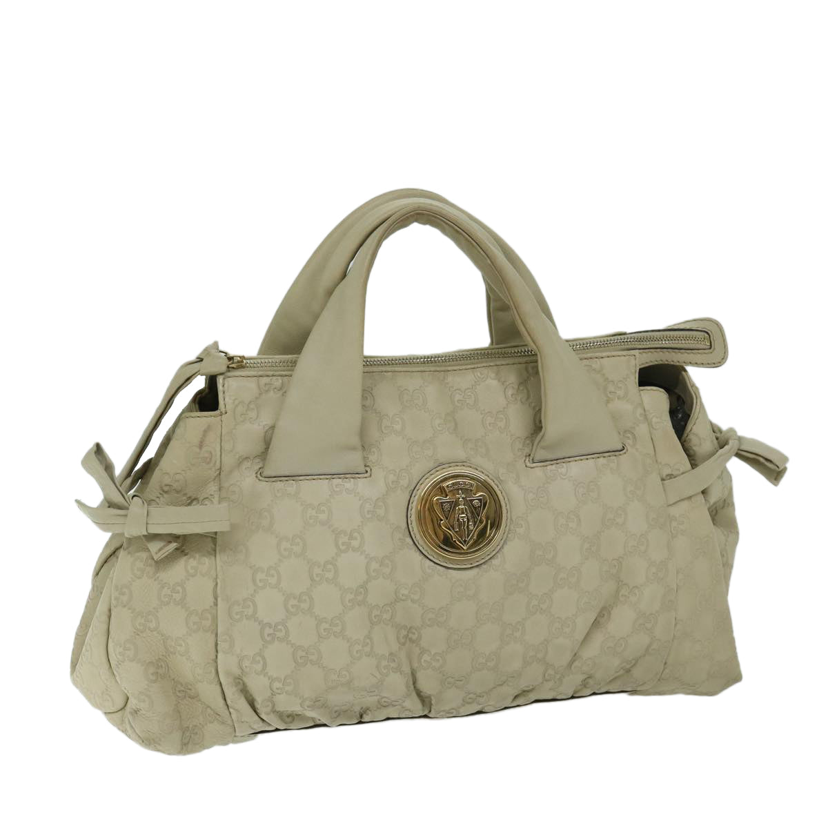 GUCCI Guccissima GG Canvas Hand Bag Beige 197020 Auth hk1150