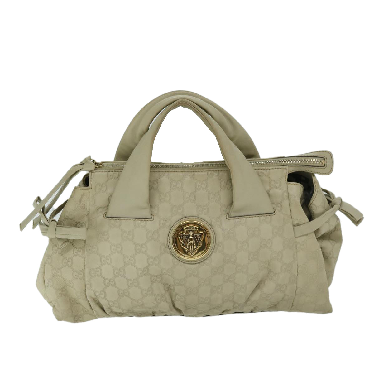 GUCCI Guccissima GG Canvas Hand Bag Beige 197020 Auth hk1150