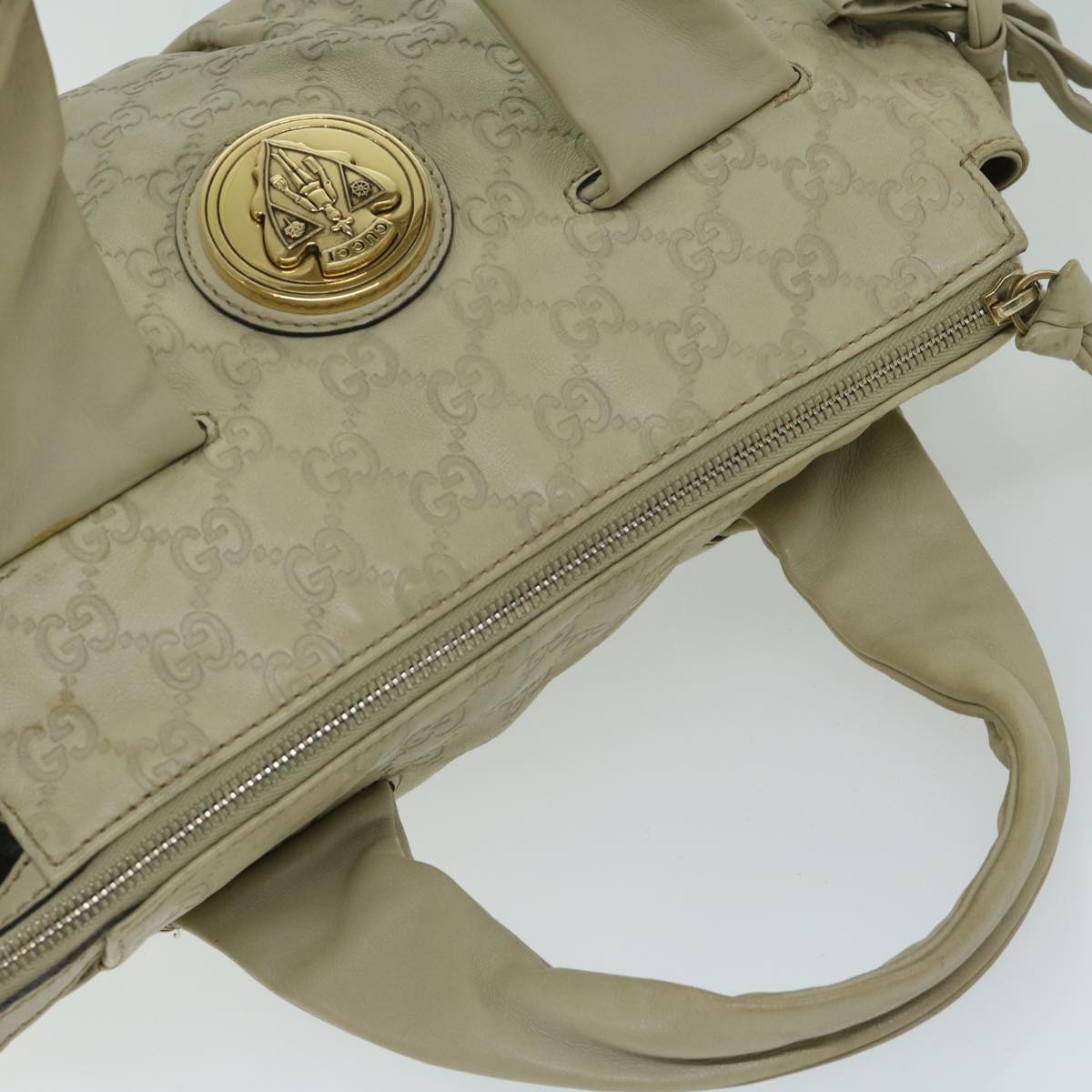 GUCCI Guccissima GG Canvas Hand Bag Beige 197020 Auth hk1150