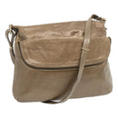 FENDI Shoulder Bag Leather Bronze Auth hk1152-1