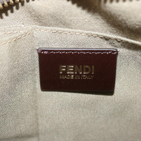 FENDI Shoulder Bag Leather Bronze Auth hk1152