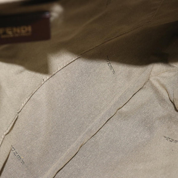 FENDI Shoulder Bag Leather Bronze Auth hk1152