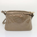 FENDI Shoulder Bag Leather Bronze Auth hk1152-2
