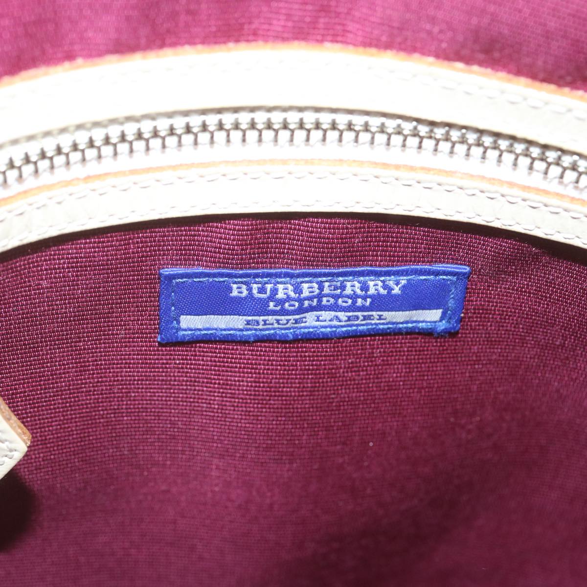 BURBERRY Nova Check Blue Label Shoulder Bag Nylon Beige Auth hk1153