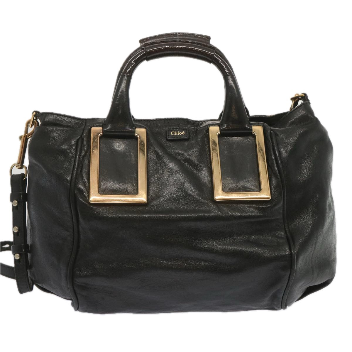 Chloe Etel Hand Bag Leather 2way Black Auth hk1154 - 0