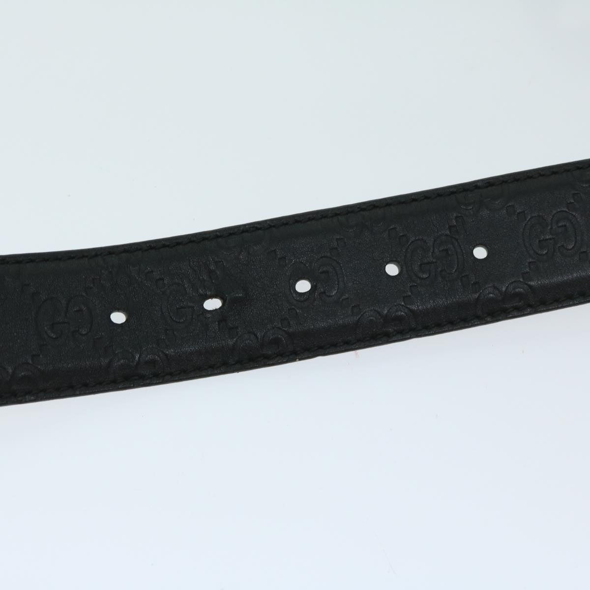 GUCCI Guccissima GG Canvas Belt Leather 41.3"" Black 114984 Auth hk1156