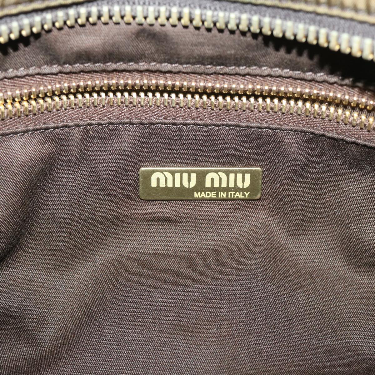 Miu Miu Tote Bag Nylon Khaki Auth hk1164