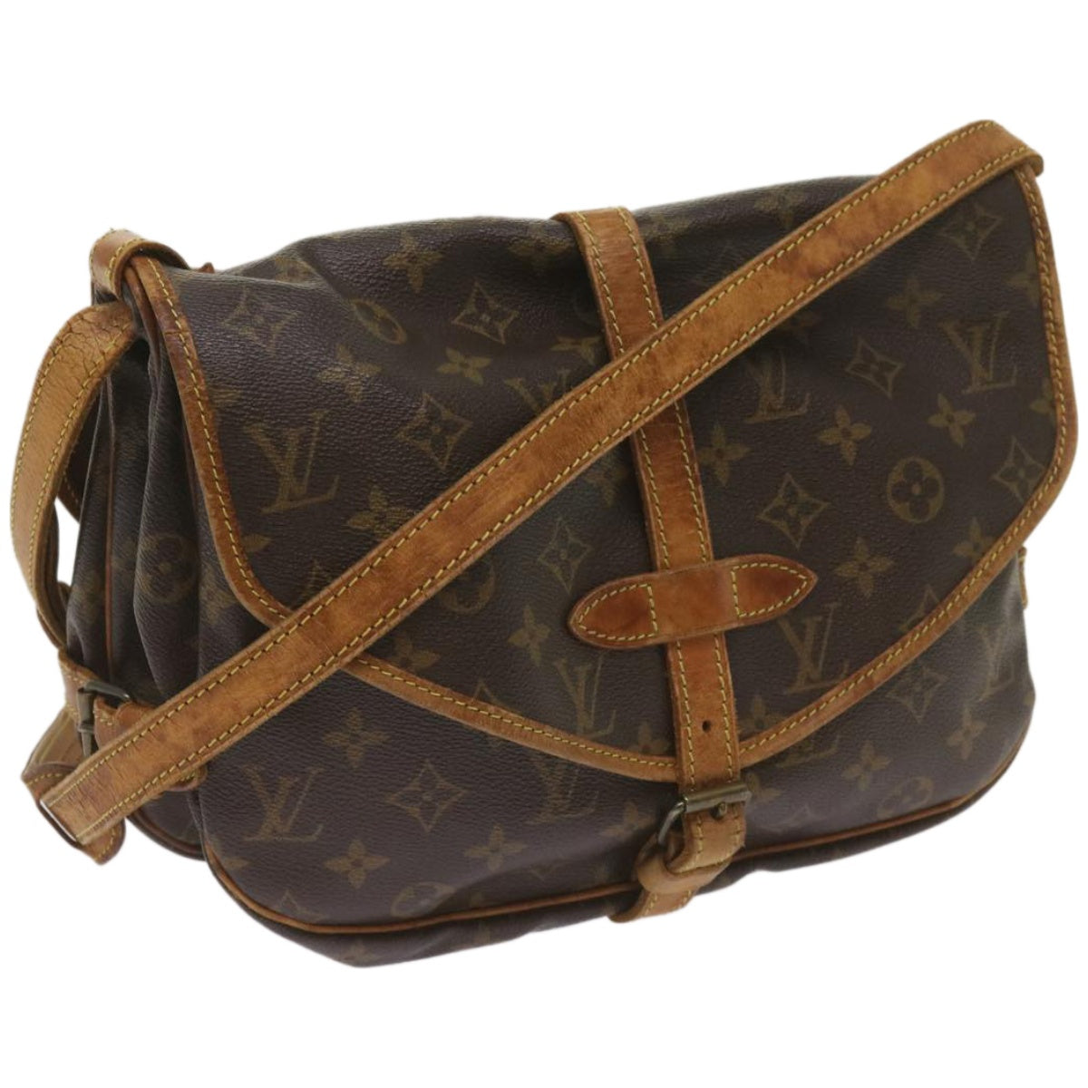 LOUIS VUITTON Monogram Saumur 30 Shoulder Bag M42256 LV Auth hk1165