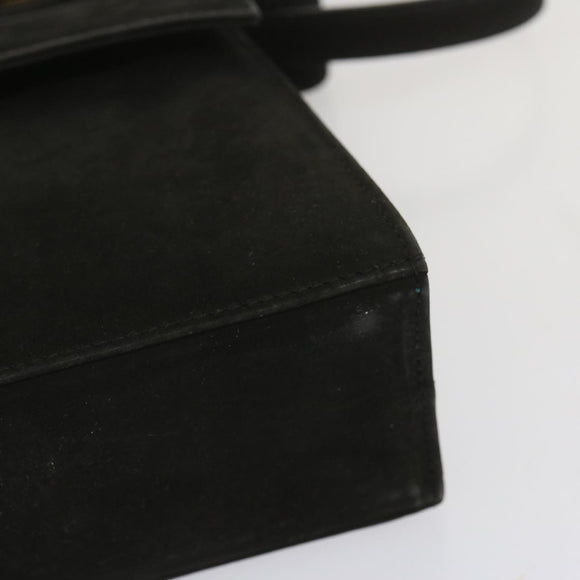 Salvatore Ferragamo Hand Bag Suede 2way Black Auth hk1171