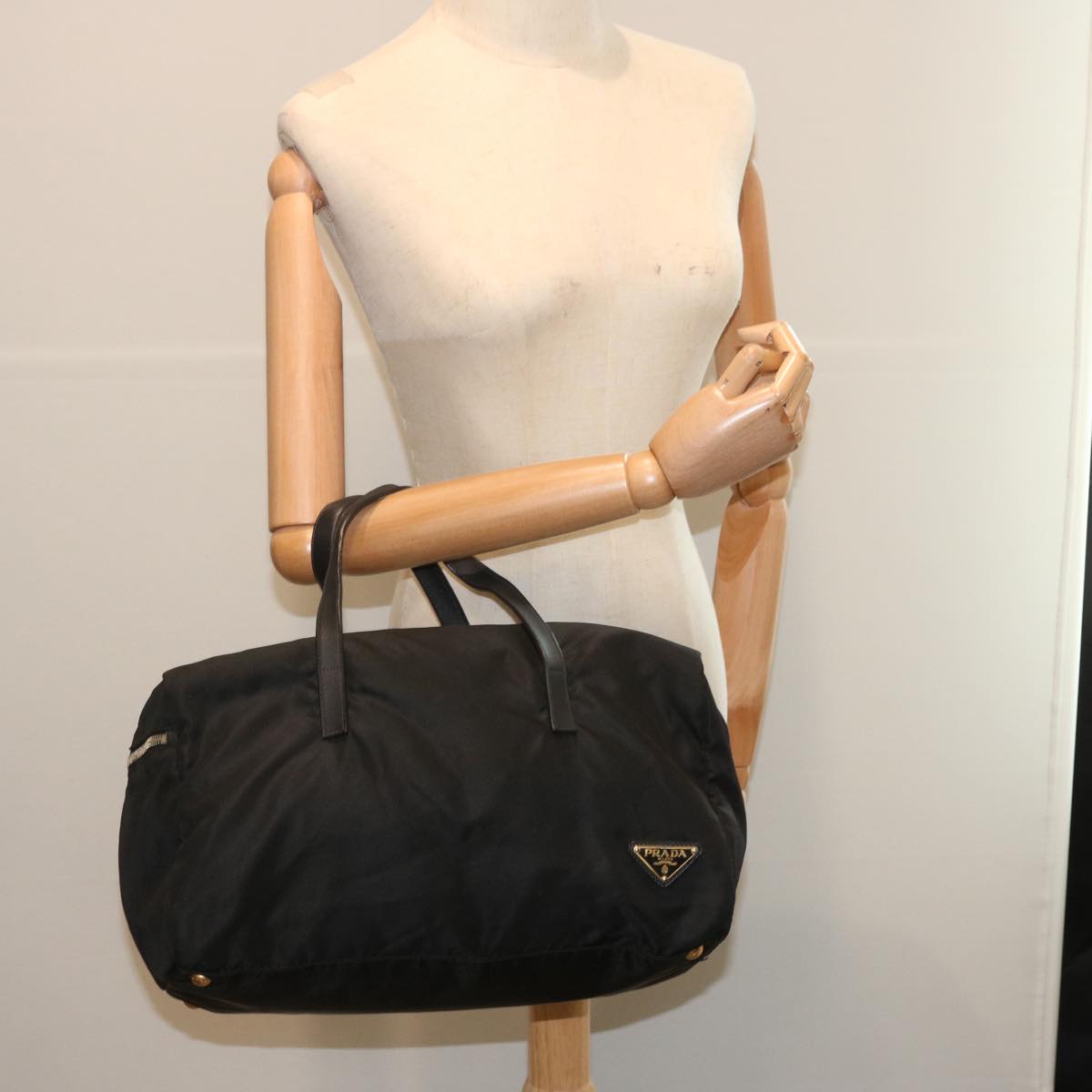 PRADA Hand Bag Nylon Black Auth hk1173