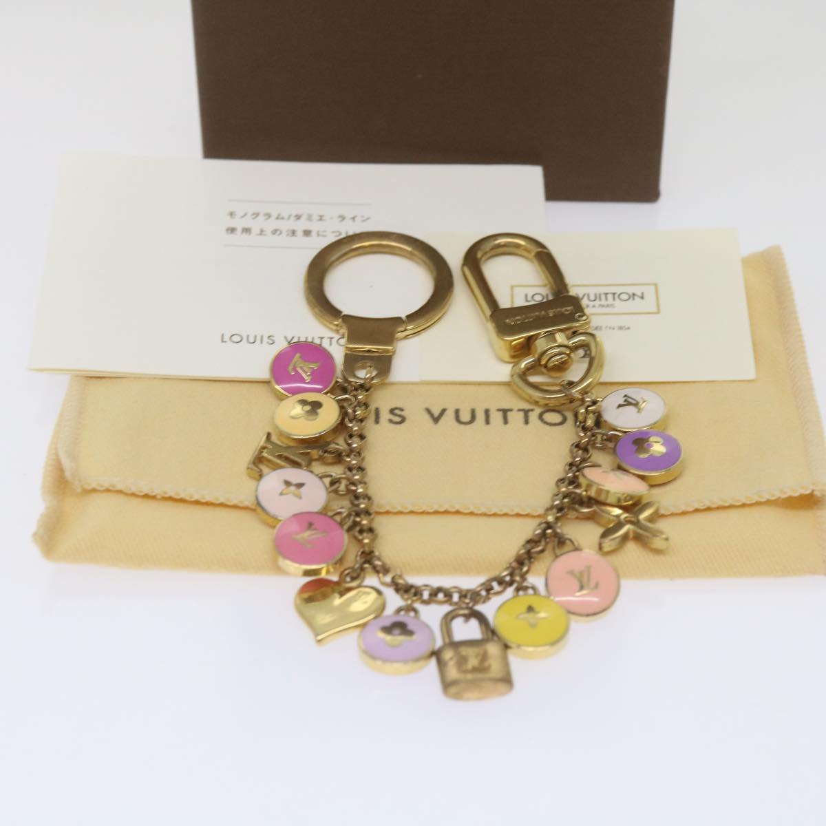 LOUIS VUITTON Monogram Porte Cles Chainne Pastilles Charm M65380 LV Auth hk1184