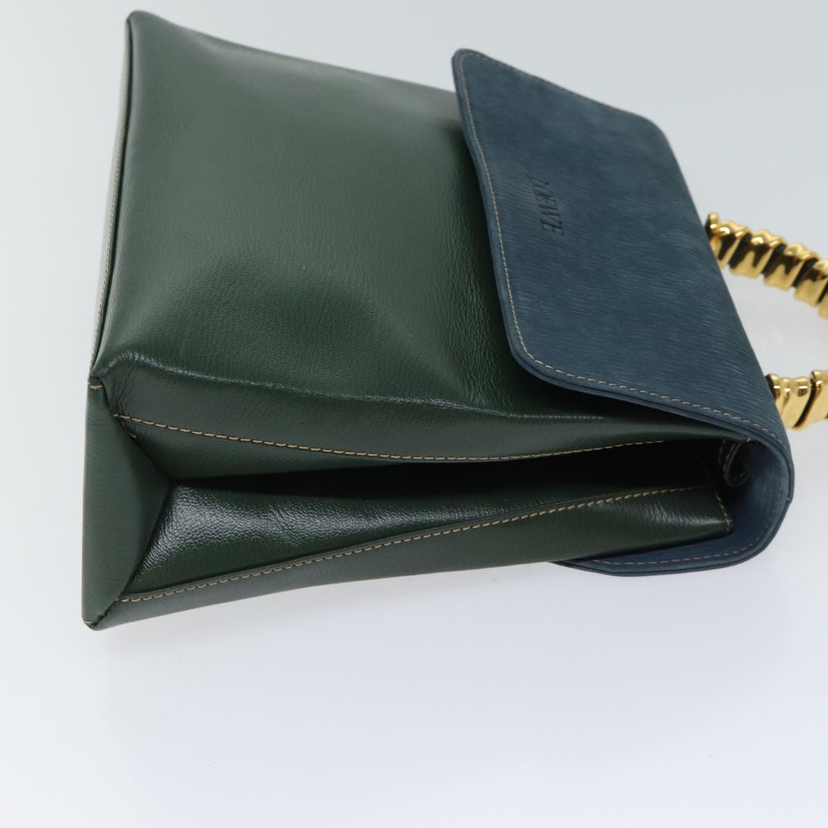 LOEWE Velazquez Twist Hand Bag Leather 2way Green Auth hk1188