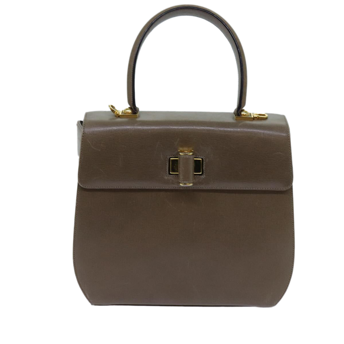 Salvatore Ferragamo Hand Bag Leather Beige Auth hk1196