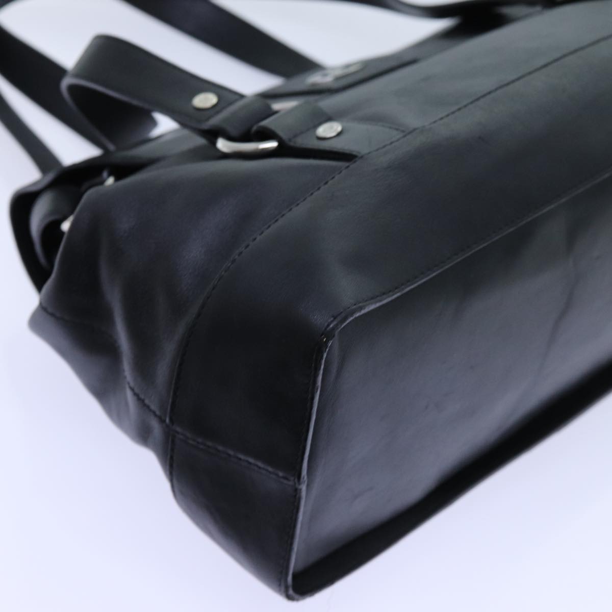 CELINE Shoulder Bag Leather Black Auth hk1202