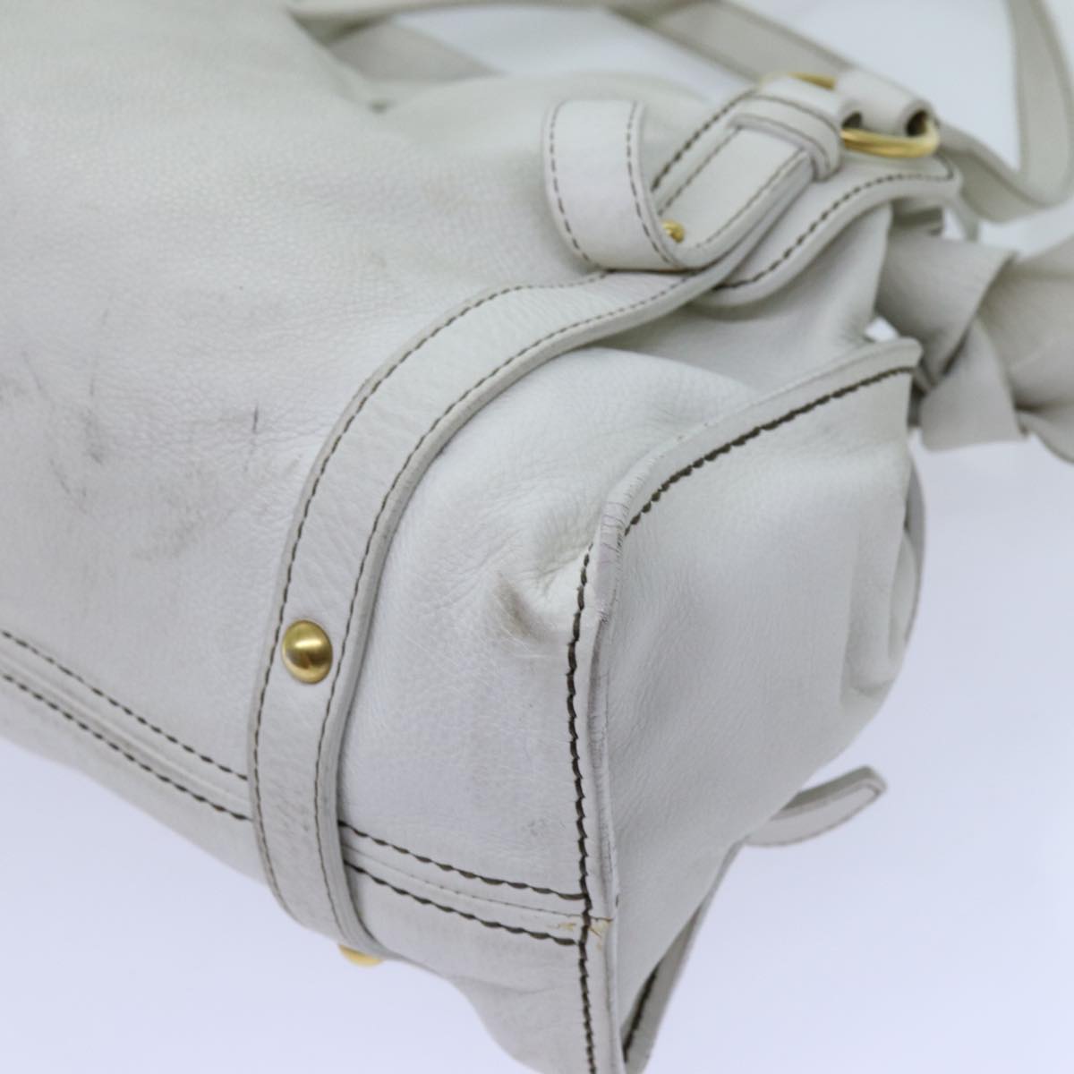 Miu Miu Tote Bag Leather White Auth hk1212