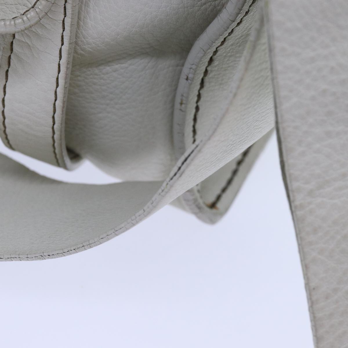 Miu Miu Tote Bag Leather White Auth hk1212