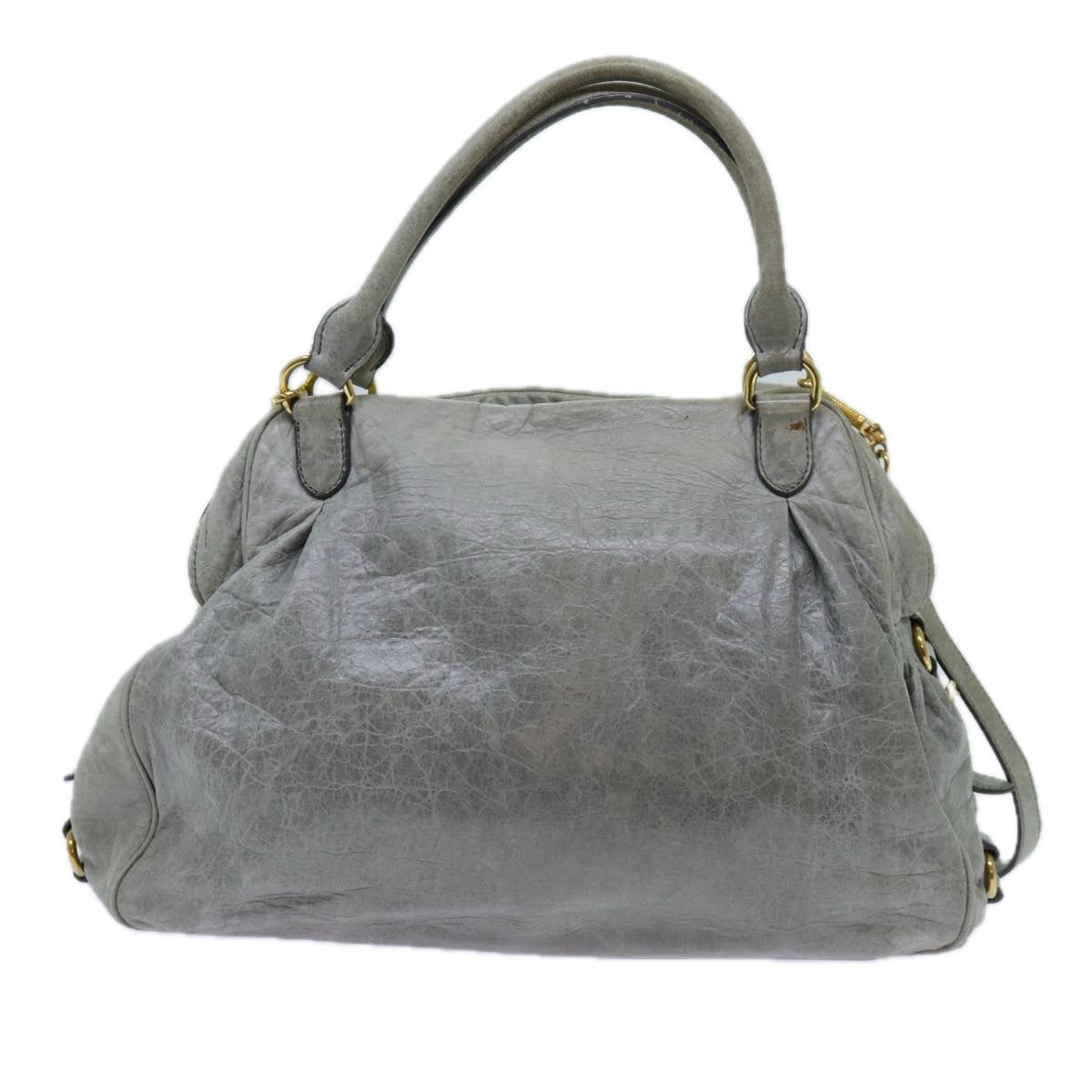 Miu Miu Hand Bag Leather 2way Gray Auth hk1213 - 0