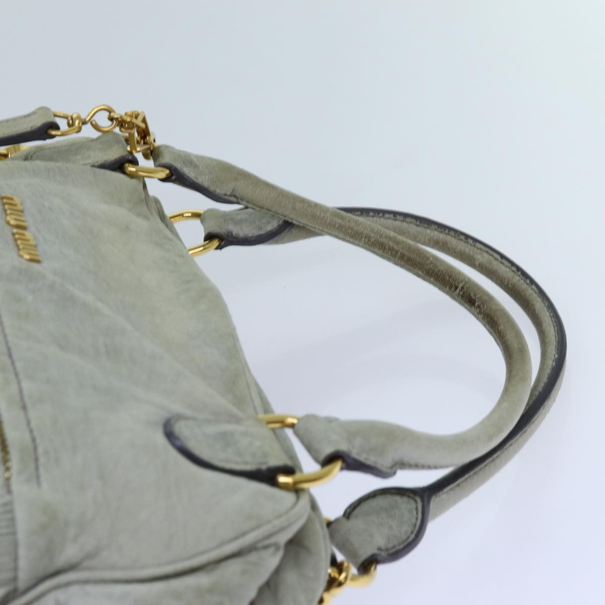 Miu Miu Hand Bag Leather 2way Gray Auth hk1213