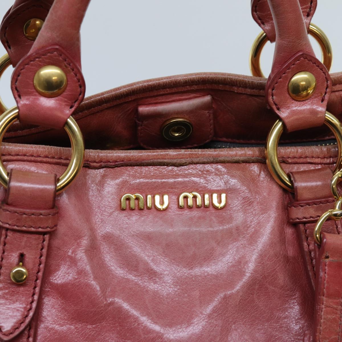 Miu Miu Hand Bag Leather 2way Pink Auth hk1215