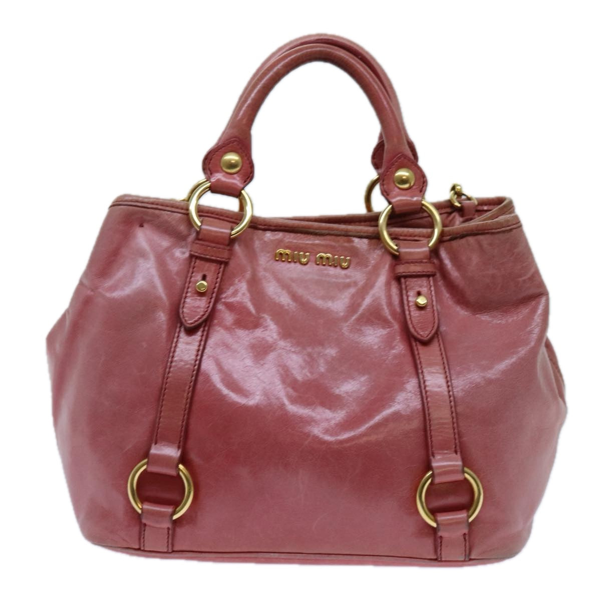 Miu Miu Hand Bag Leather 2way Pink Auth hk1215 - 0