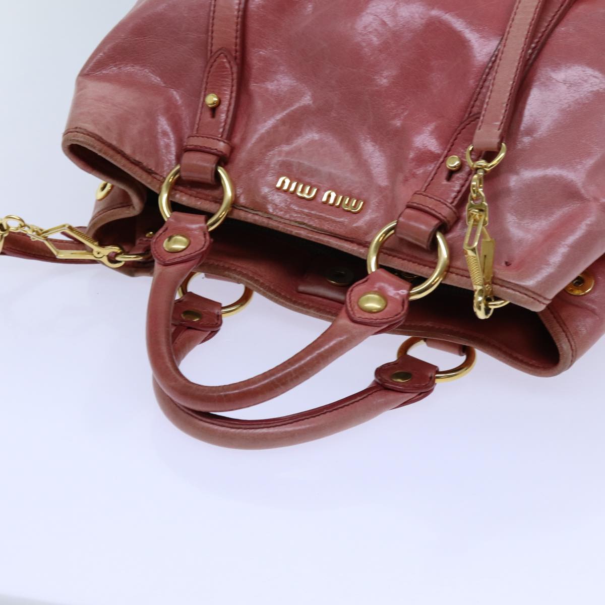 Miu Miu Hand Bag Leather 2way Pink Auth hk1215