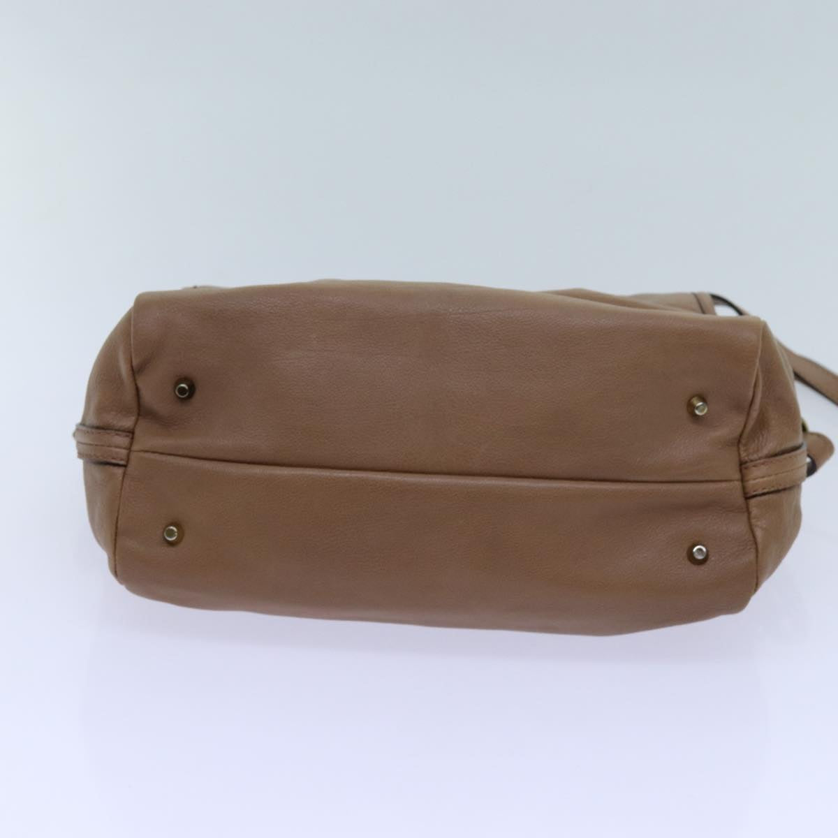 CELINE Elsie Hand Bag Leather 2way Beige Auth hk1217
