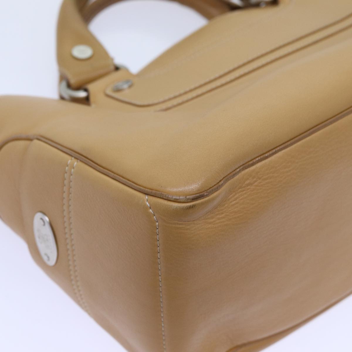 CELINE Boogie Hand Bag Leather Beige Auth hk1218