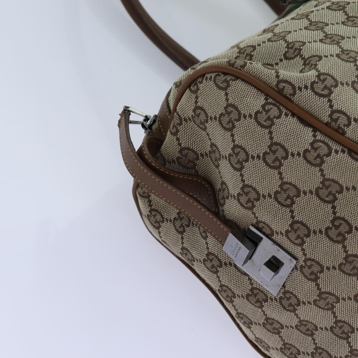 GUCCI GG Canvas Web Sherry Line Boston Bag Beige Green Red Auth hk1220