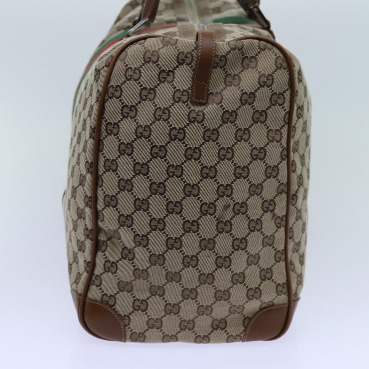 GUCCI GG Canvas Web Sherry Line Boston Bag Beige Green Red Auth hk1220