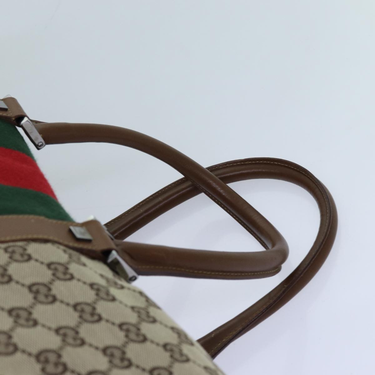 GUCCI GG Canvas Web Sherry Line Boston Bag Beige Green Red Auth hk1220