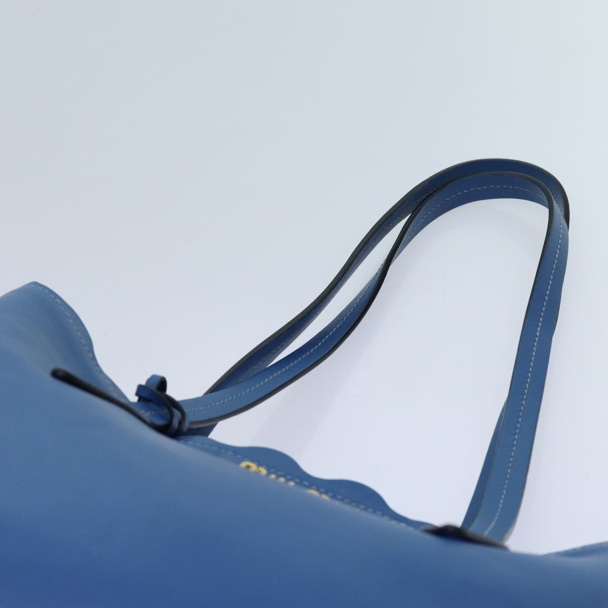 Miu Miu Tote Bag Leather Blue Auth hk1226