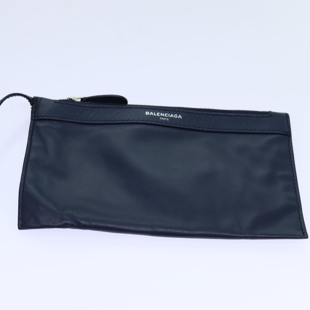 BALENCIAGA Cabas Hand Bag Leather Navy Auth hk1228