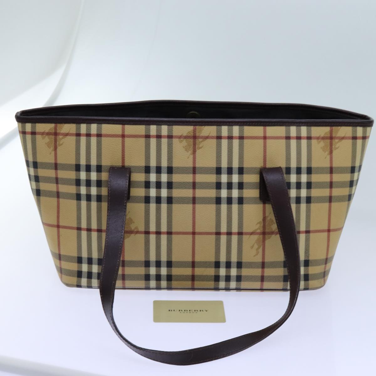 BURBERRY Nova Check Shoulder Bag PVC Beige Auth hk1237