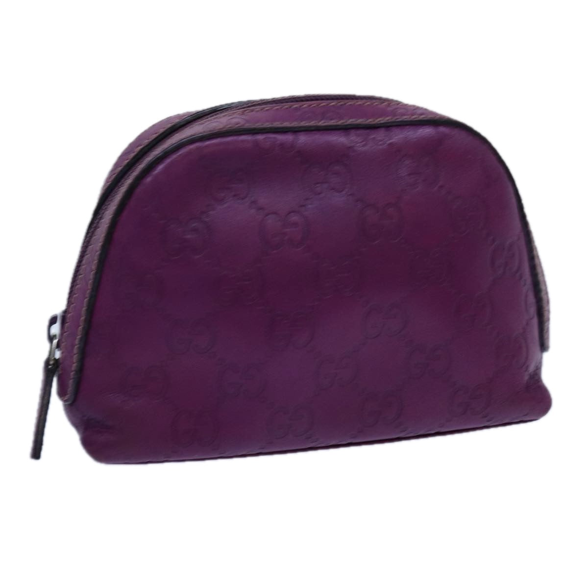 GUCCI Guccissima GG Canvas Pouch Leather Purple 272366 Auth hk1243