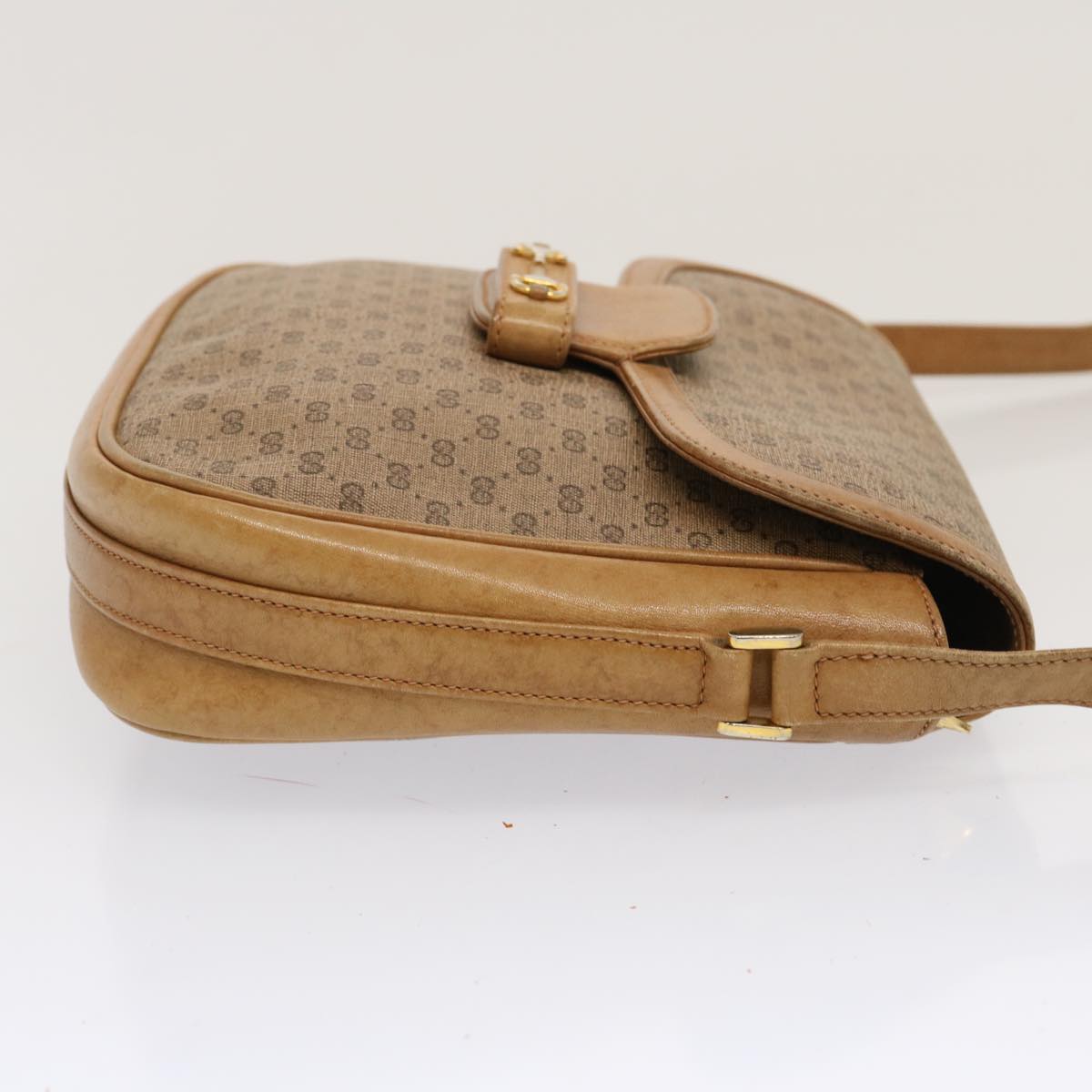 GUCCI Micro GG Canvas Shoulder Bag PVC Beige Auth hk1244