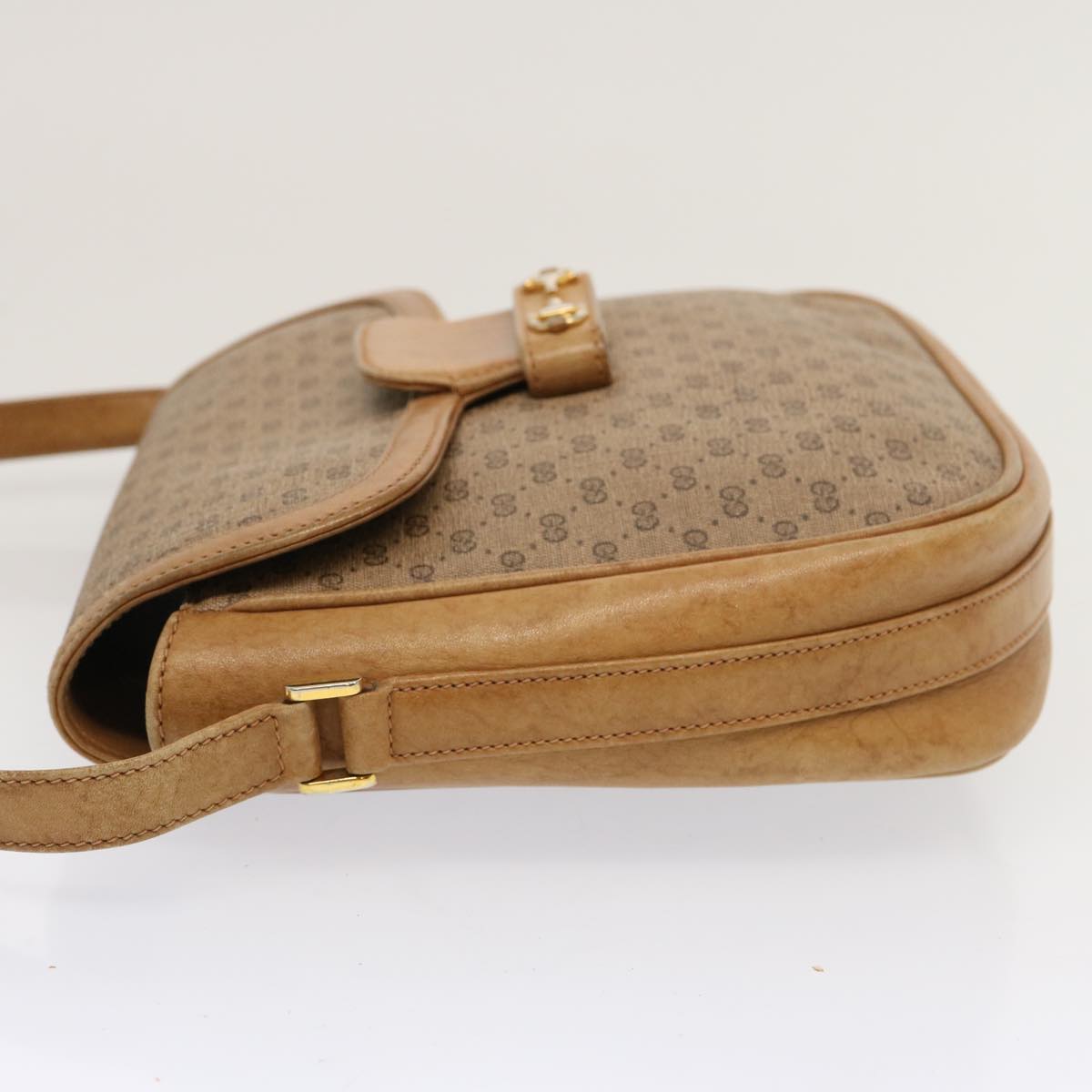 GUCCI Micro GG Canvas Shoulder Bag PVC Beige Auth hk1244