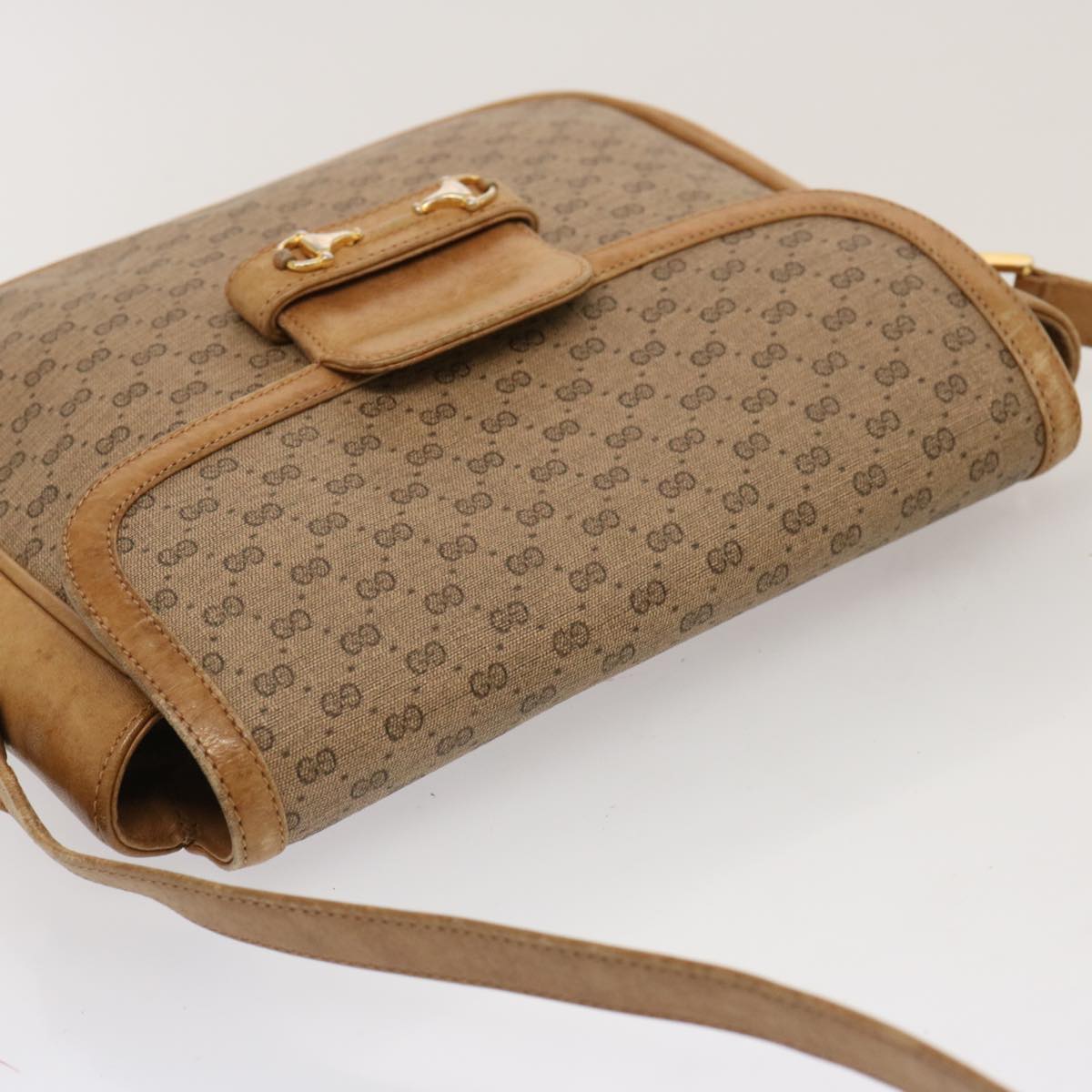 GUCCI Micro GG Canvas Shoulder Bag PVC Beige Auth hk1244