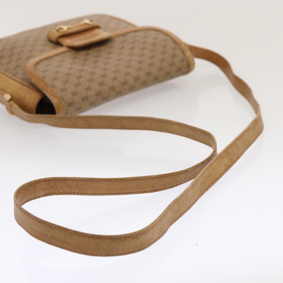 GUCCI Micro GG Canvas Shoulder Bag PVC Beige Auth hk1244