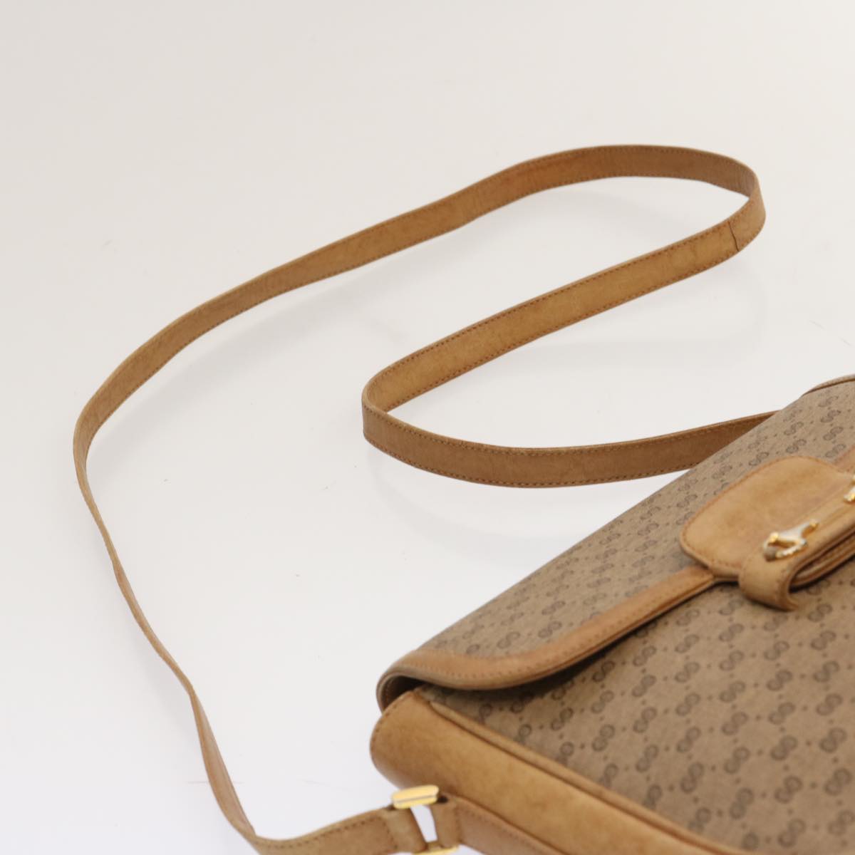 GUCCI Micro GG Canvas Shoulder Bag PVC Beige Auth hk1244