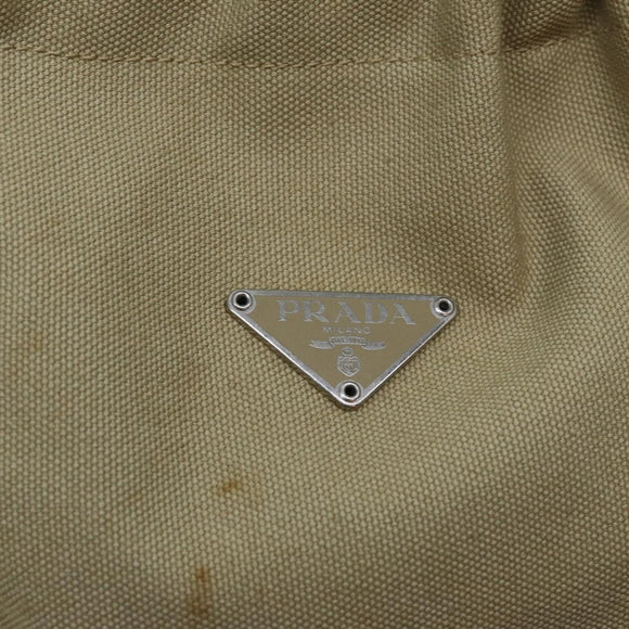 PRADA Pouch Canvas Beige Auth hk1253