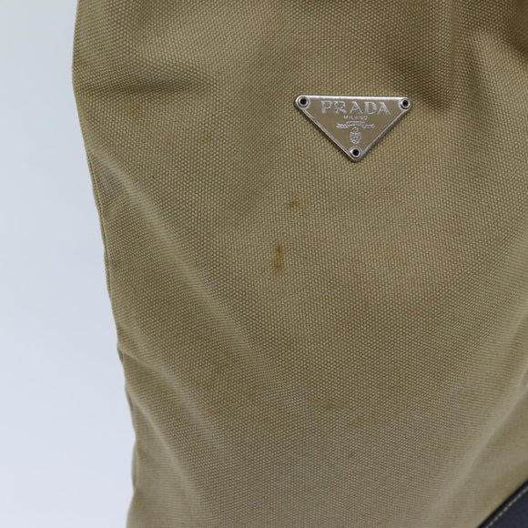 PRADA Pouch Canvas Beige Auth hk1253