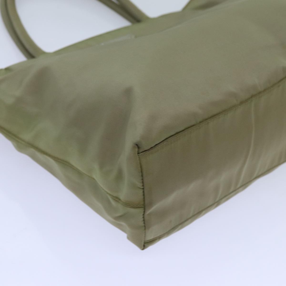 PRADA Hand Bag Nylon Beige Auth hk1261