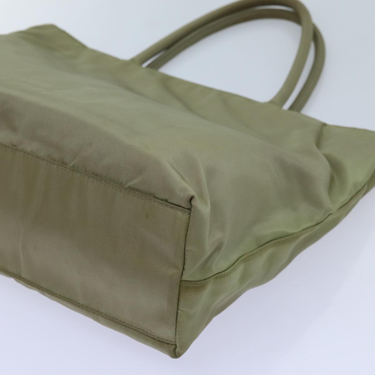 PRADA Hand Bag Nylon Beige Auth hk1261