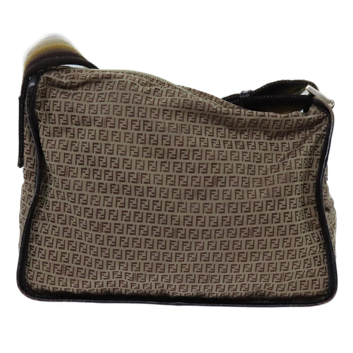 FENDI Zucchino Canvas Shoulder Bag Nylon Beige Auth hk1267 - 0