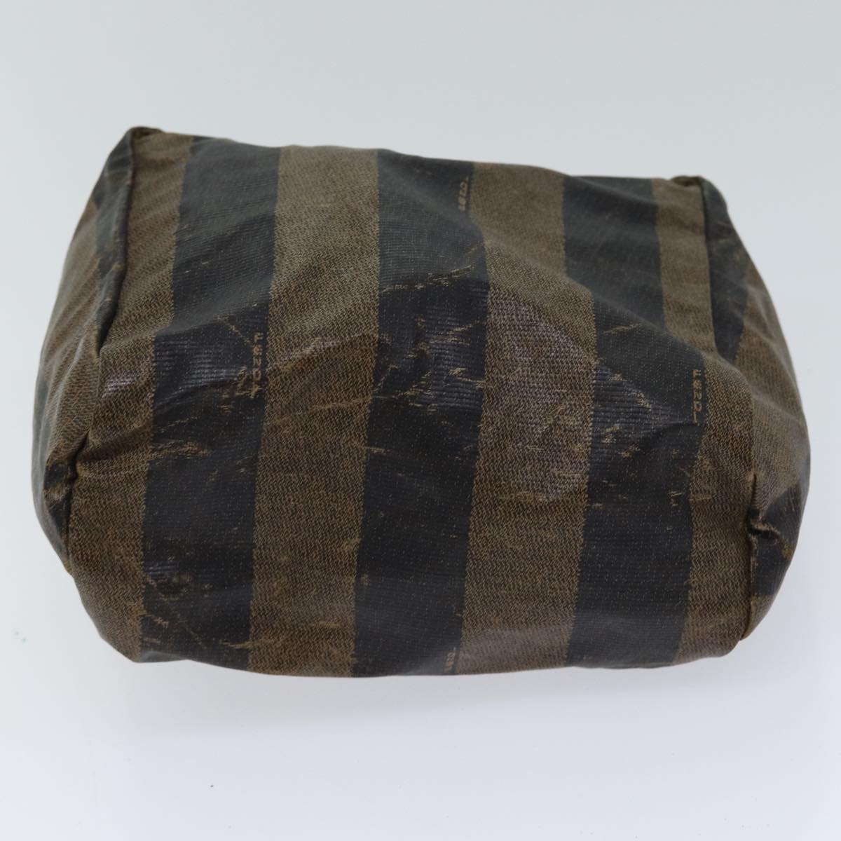 FENDI Pecan Canvas Hand Bag Coated Canvas Brown Black Auth hk1268