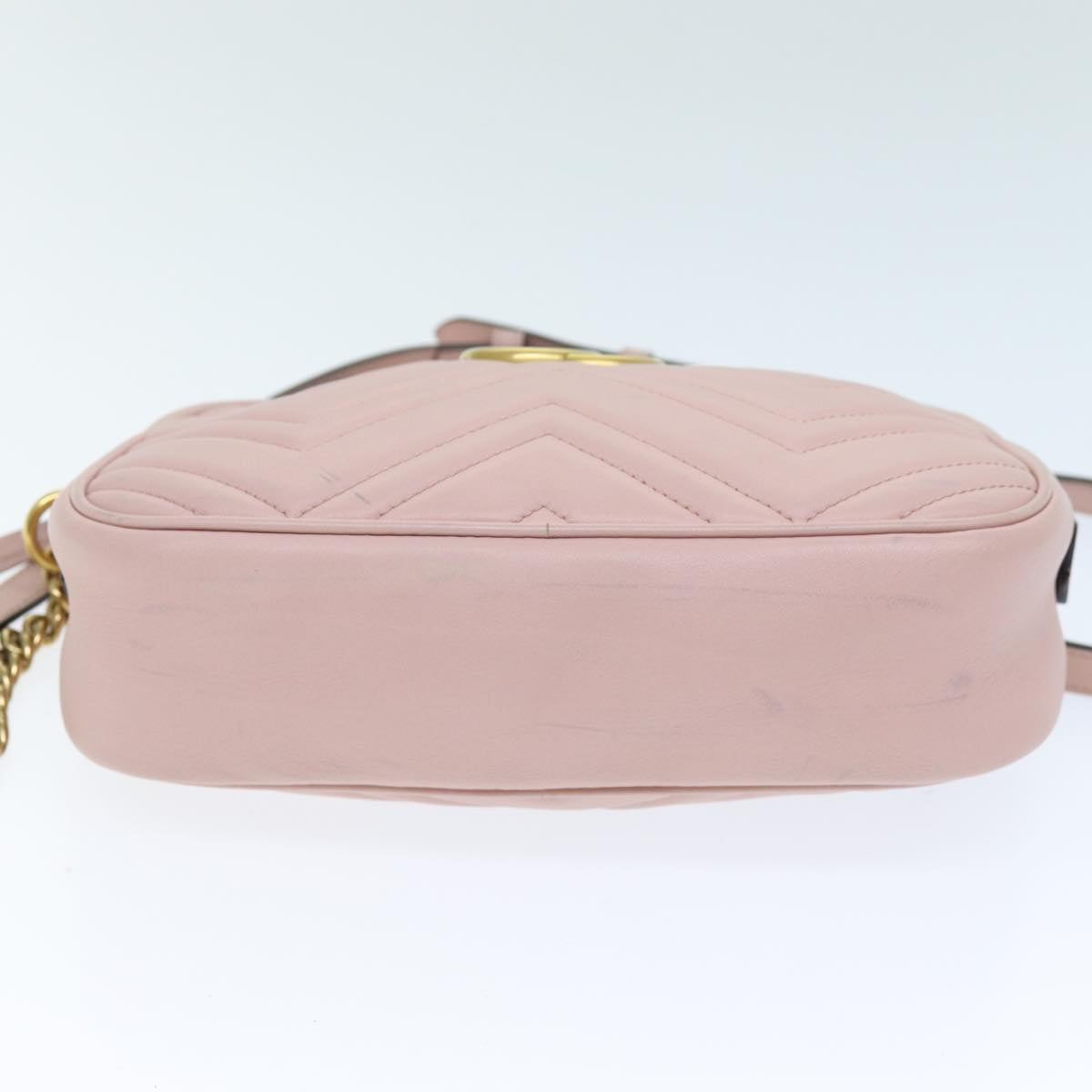 GUCCI GG Marmont Chain Shoulder Bag Leather Pink 447632 Auth hk1274