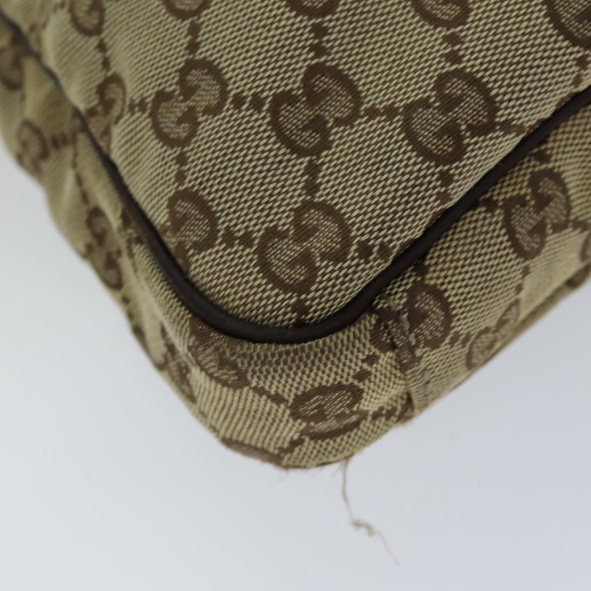 GUCCI GG Canvas Shoulder Bag Beige 92551 Auth hk1276