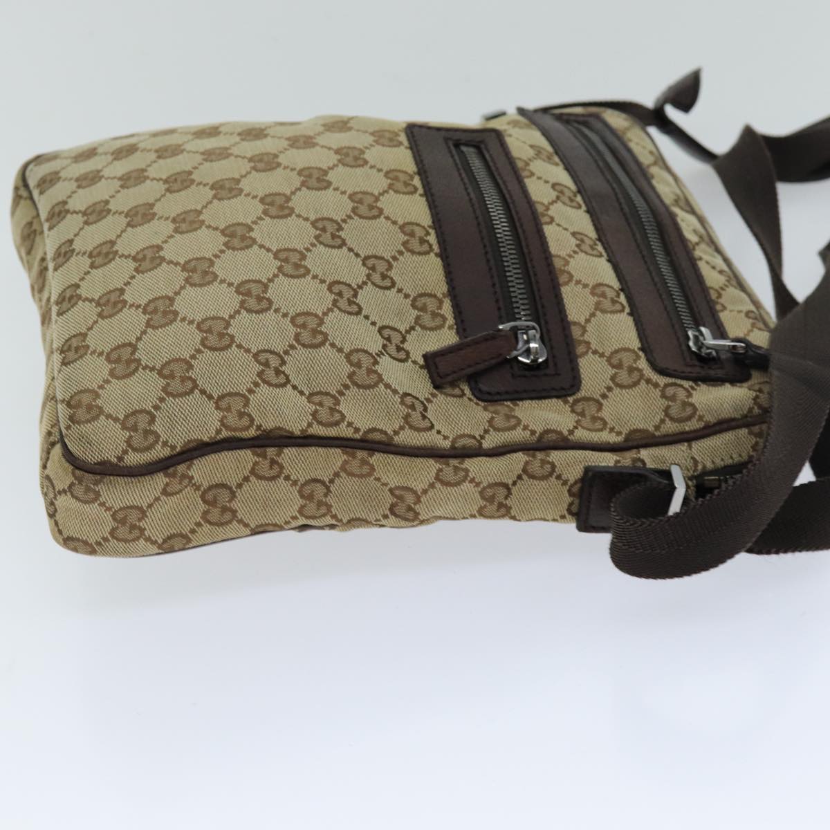 GUCCI GG Canvas Shoulder Bag Beige 92551 Auth hk1276