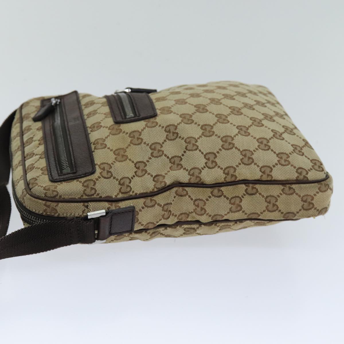 GUCCI GG Canvas Shoulder Bag Beige 92551 Auth hk1276