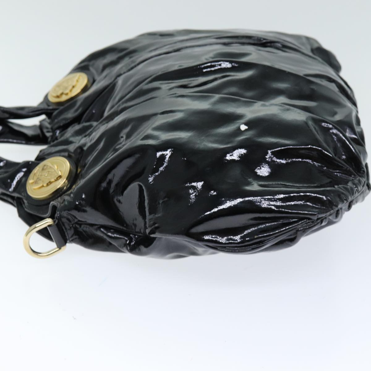GUCCI Histeria Hand Bag Enamel 2way Black 197016 Auth hk1277